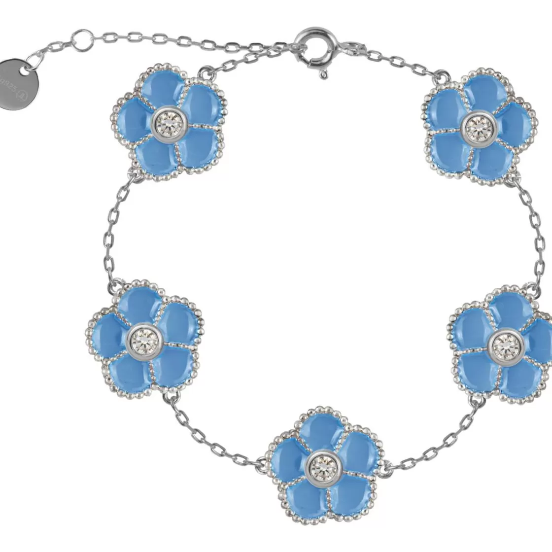 Jacques Lemans Bracelet "Flowers" Sterlingsilver With Enamel/Topazes