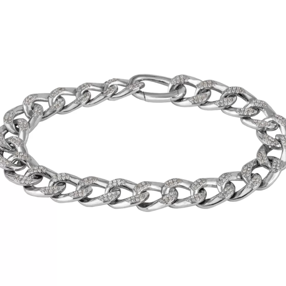 Jacques Lemans Curb Bracelet Sterling Silver With Topazes