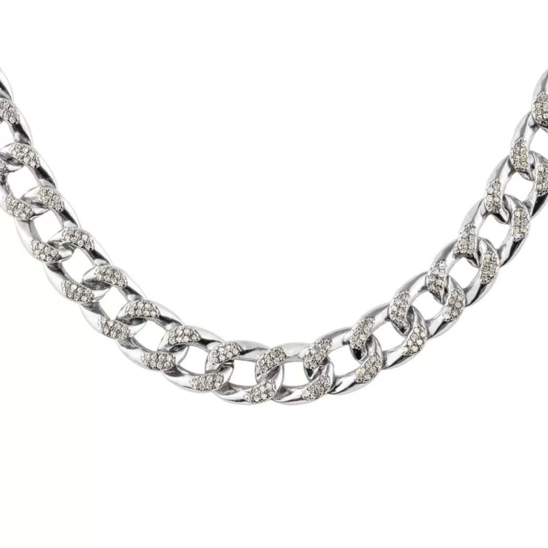 Jacques Lemans Curb Necklace Sterlingsilver With Topazes