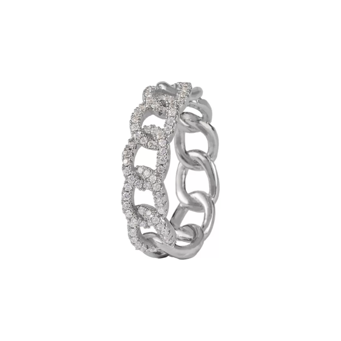 Jacques Lemans Curb Ring Sterling Silver With Topazes