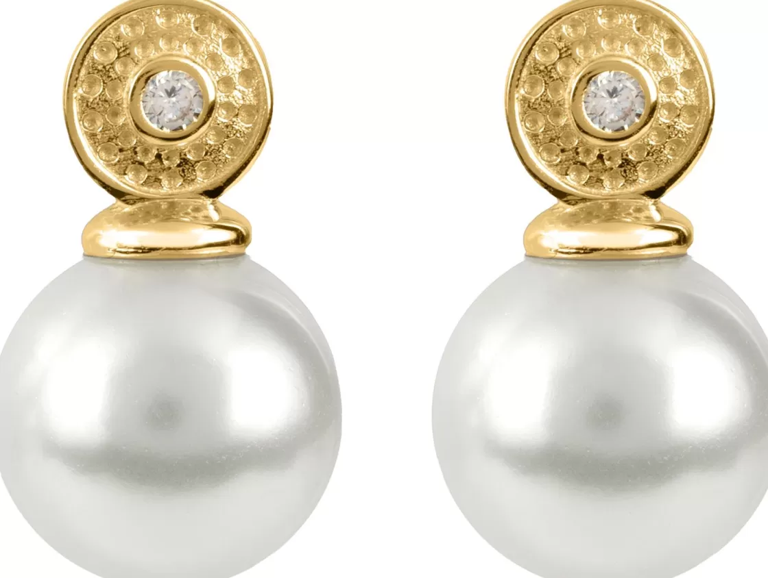 Jacques Lemans Ear Stad Sterling Silver Gold-Plated With White Topaz And Fr