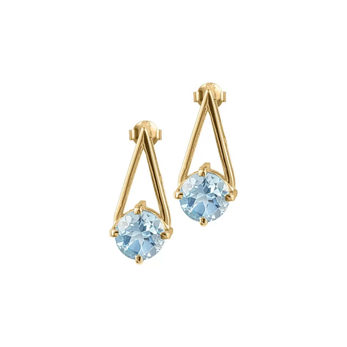 Jacques Lemans Ear Stud Sterling Silver Gold-Plated With Sky Blue Topaz