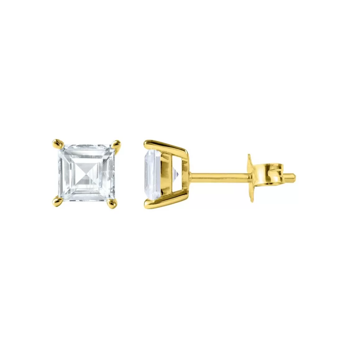 Jacques Lemans Ear Stud Sterling Silver Goldplated With Topaz