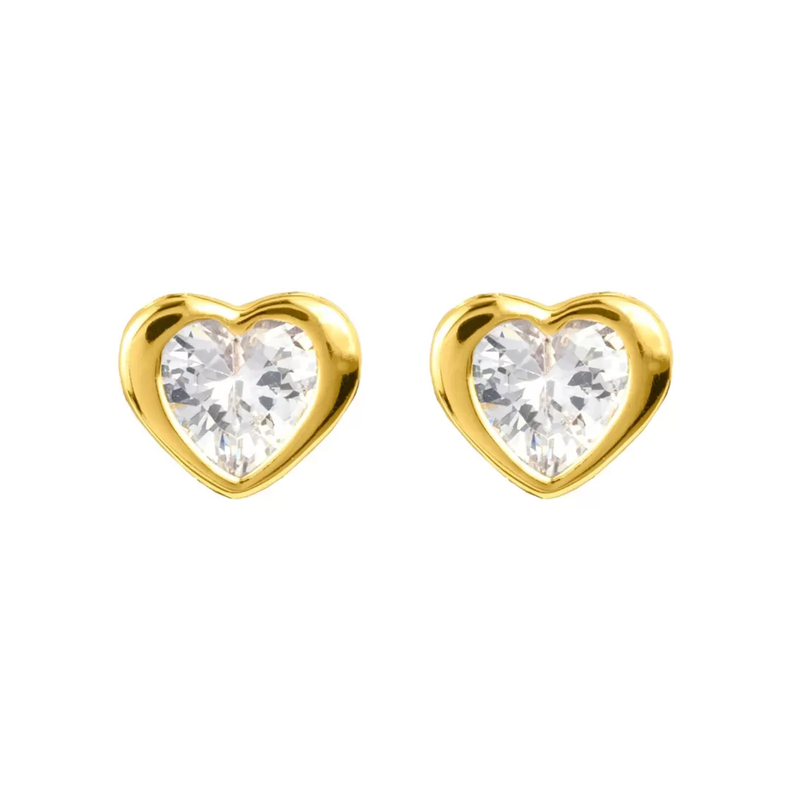 Jacques Lemans Ear Stud Sterling Silver Gold-Plated With White Topaz