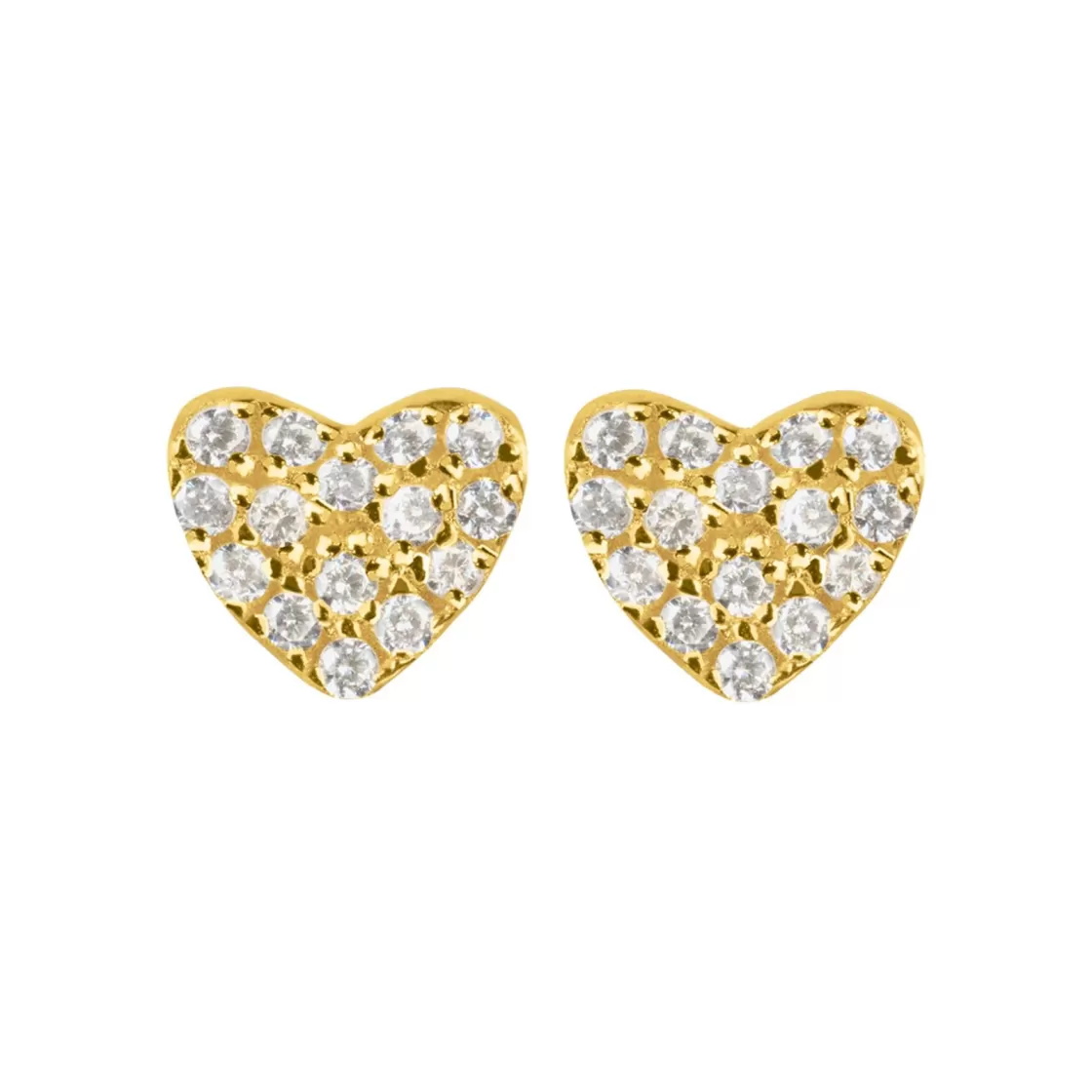 Jacques Lemans Ear Stud Sterling Silver Gold-Plated With White Topaz