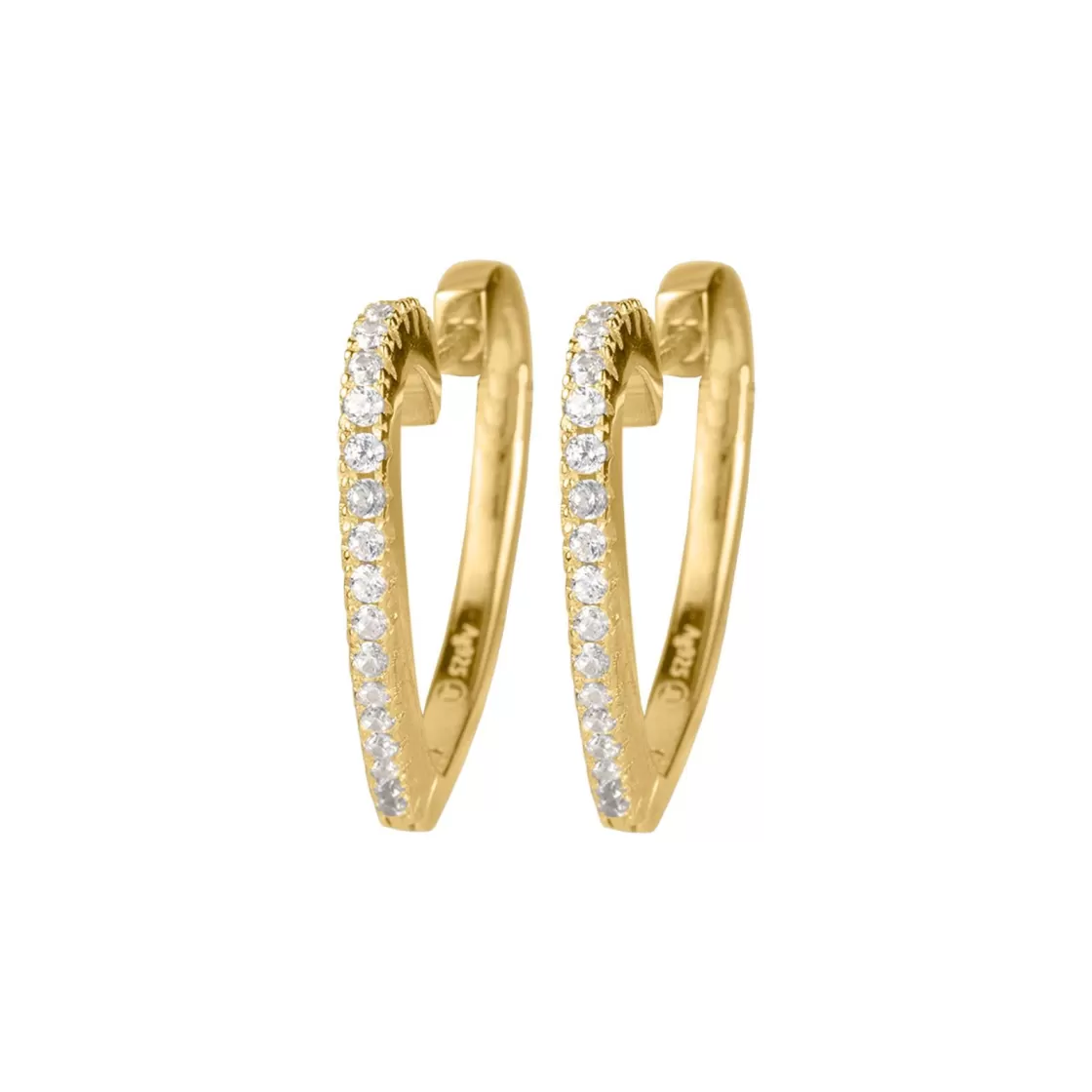 Jacques Lemans Ear Stud Sterling Silver Gold-Plated With White Topaz