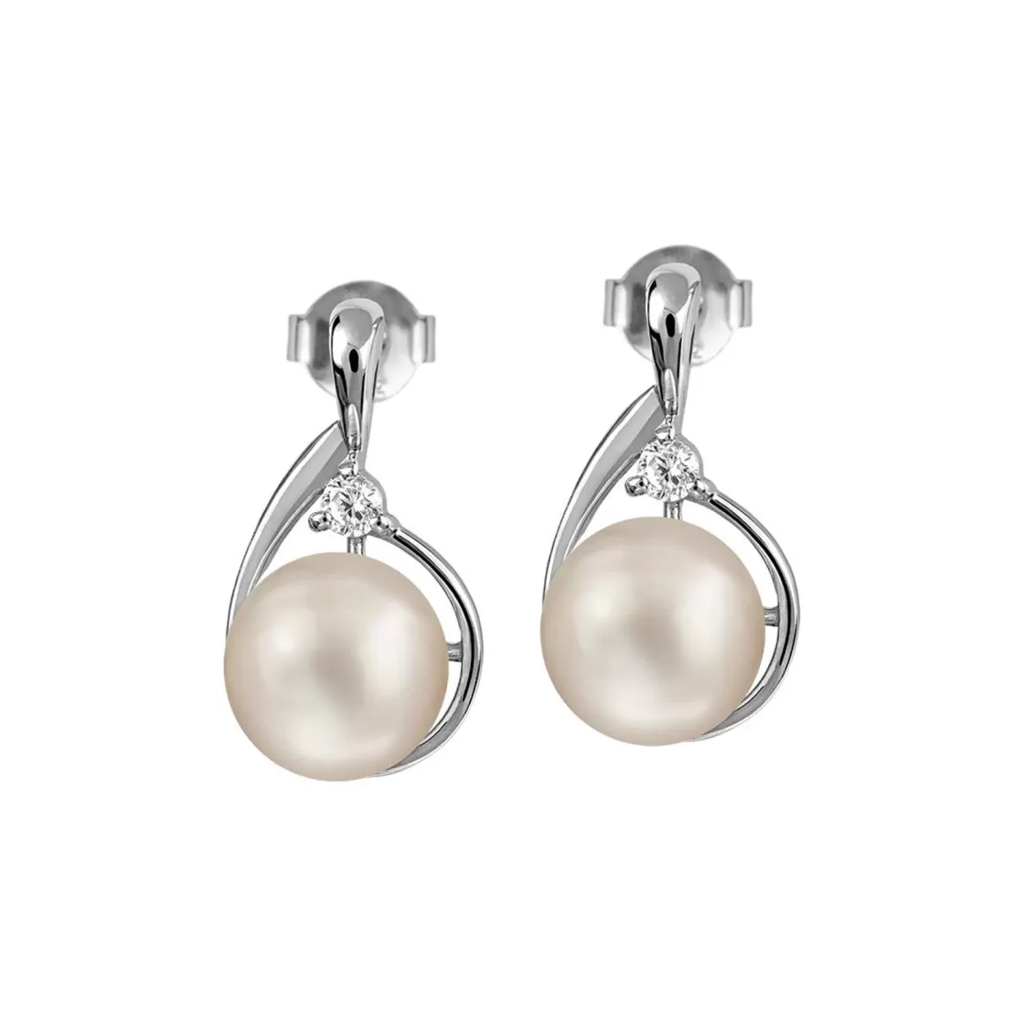 Jacques Lemans Ear Stud Sterling Silver With Pearl