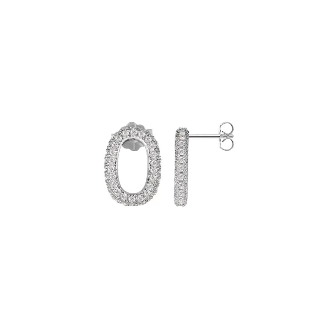 Jacques Lemans Ear Stud Sterling Silver With Topaz