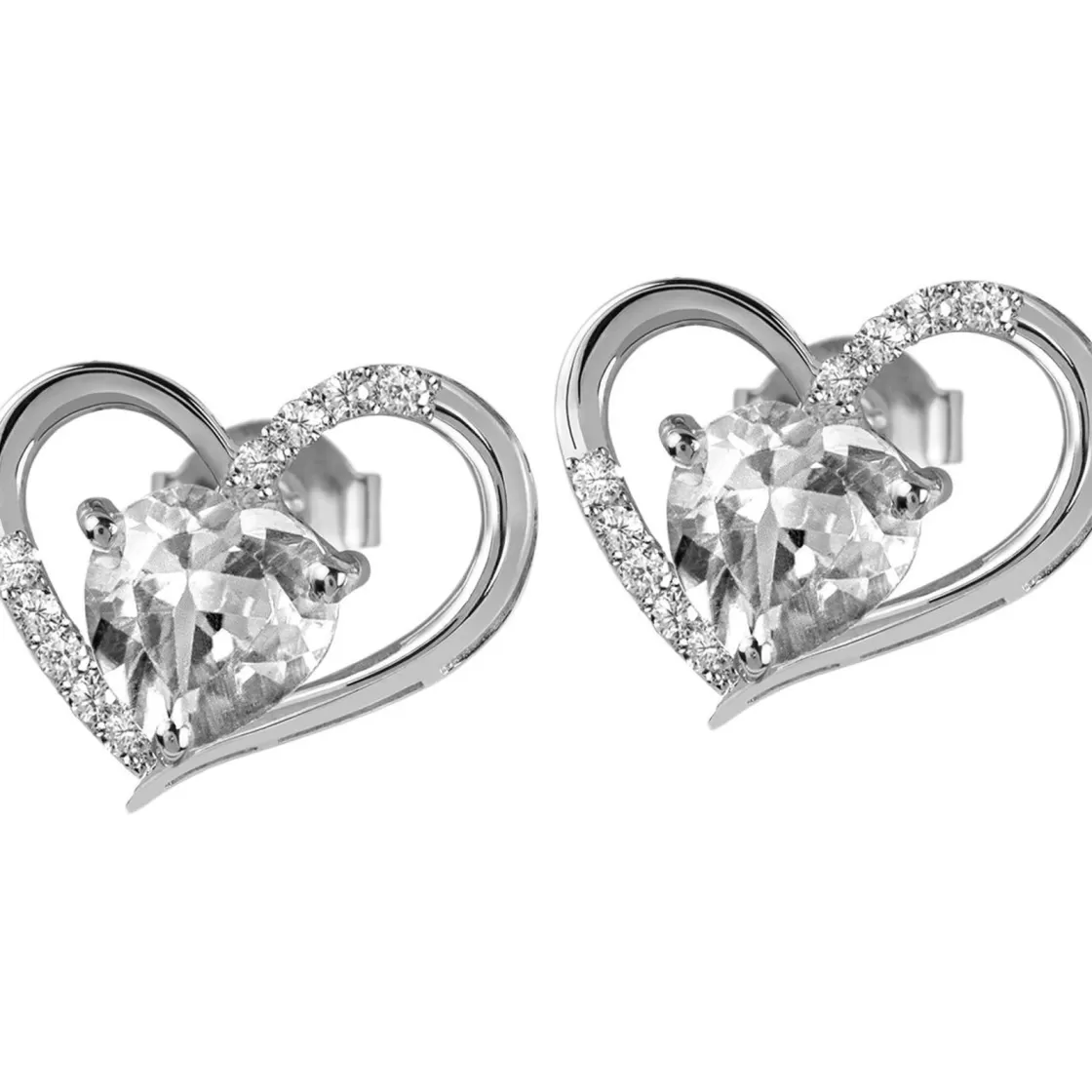 Jacques Lemans Ear Stud Sterling Silver With White Topaz