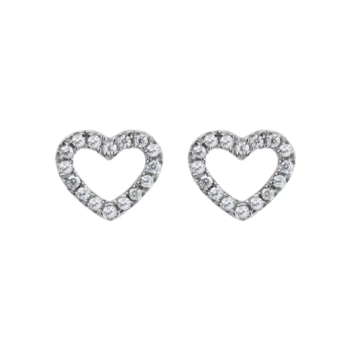 Jacques Lemans Ear Stud Sterling Silver With White Topaz Gemstones