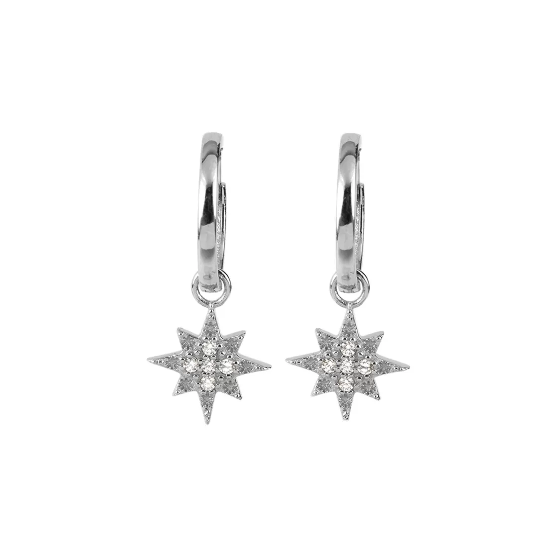 Jacques Lemans Ear Stud Sterling Silver With White Topaz Gemstones