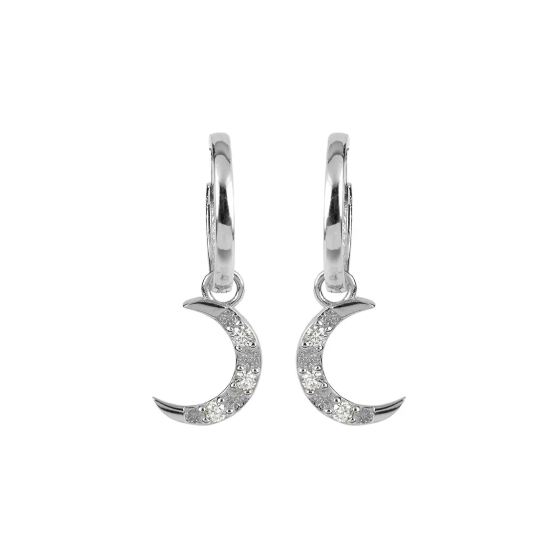 Jacques Lemans Ear Stud Sterling Silver With White Topaz Gemstones