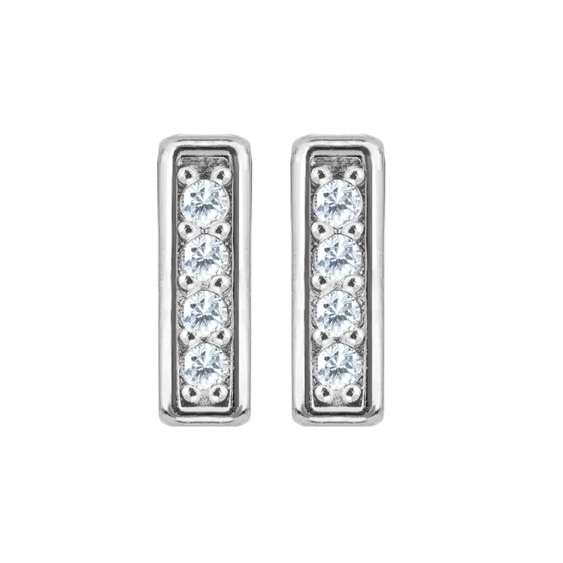 Jacques Lemans Ear Stud Sterling Silver With White Topaz Gemstones