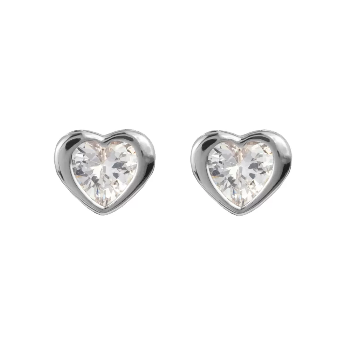 Jacques Lemans Ear Stud Sterling Silver With White Topaz Gemstones