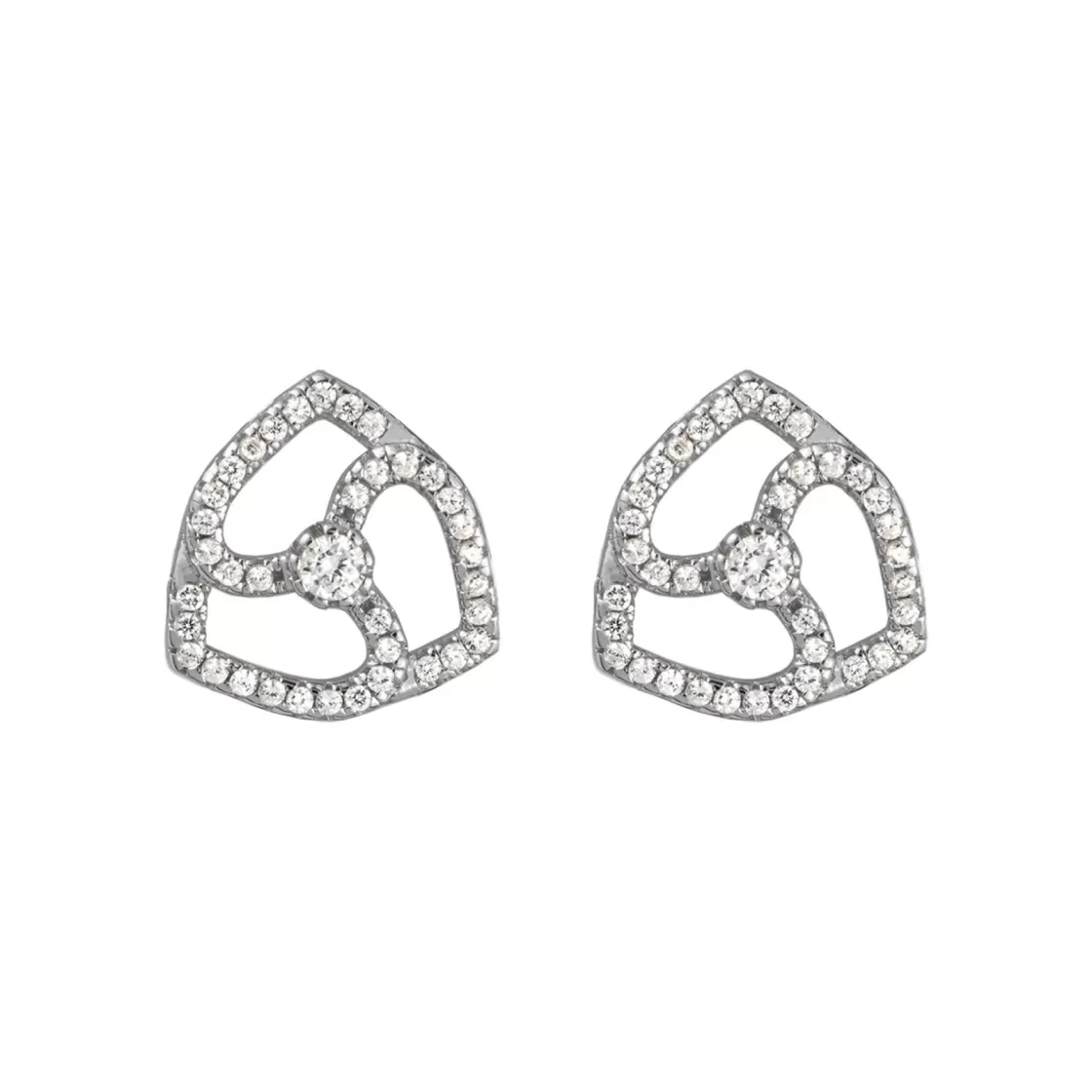 Jacques Lemans Ear Stud Sterling Silver With White Topaz Gemstones