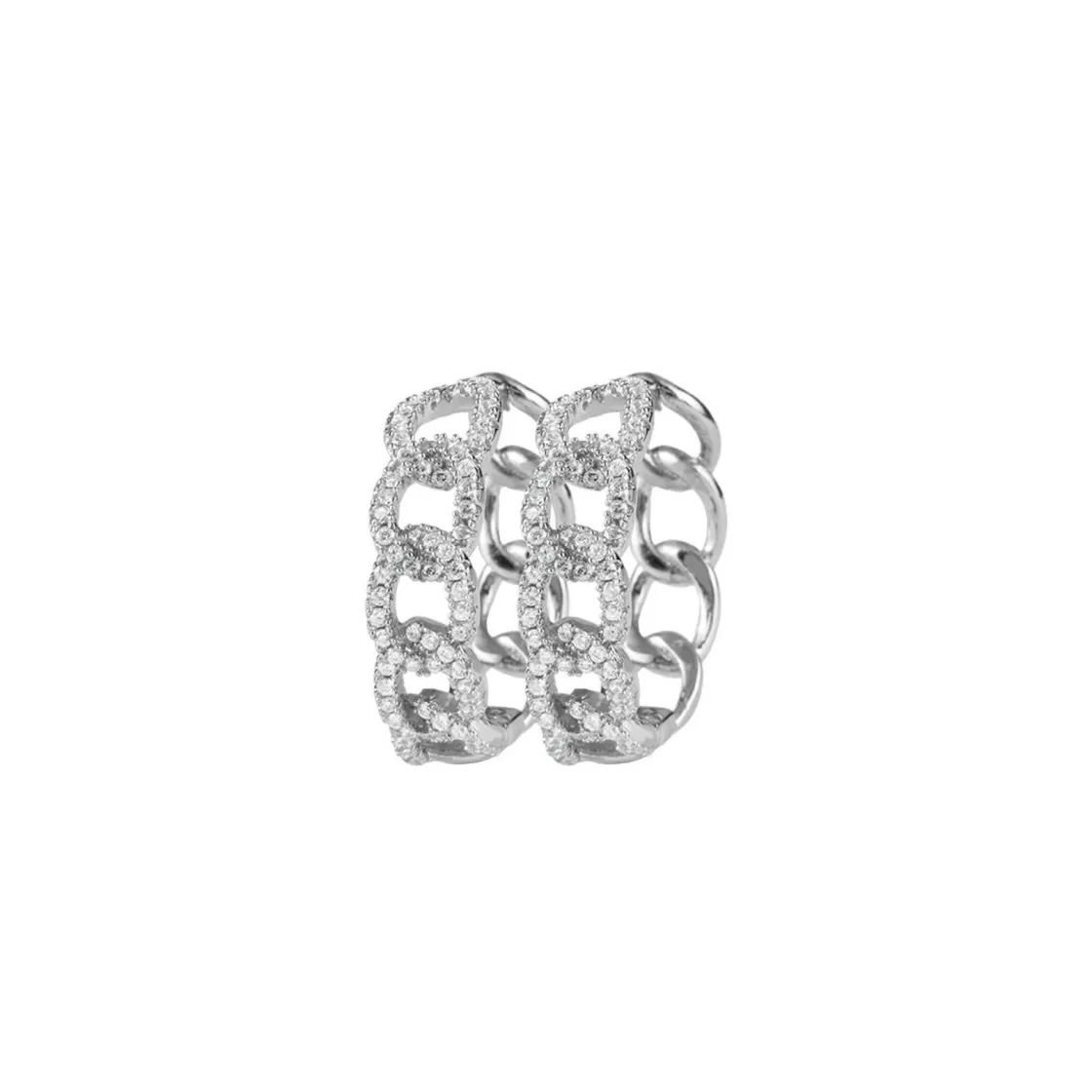 Jacques Lemans Hoop Earrings "Curb" Sterling Silver With Topazes