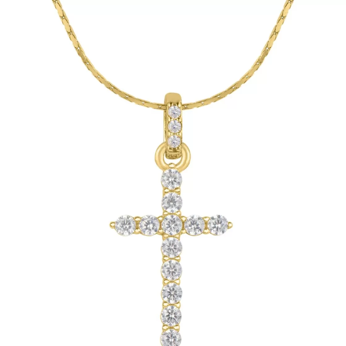 Jacques Lemans Necklace "Cruzifix" Sterlingsilver Goldplated With Topazes