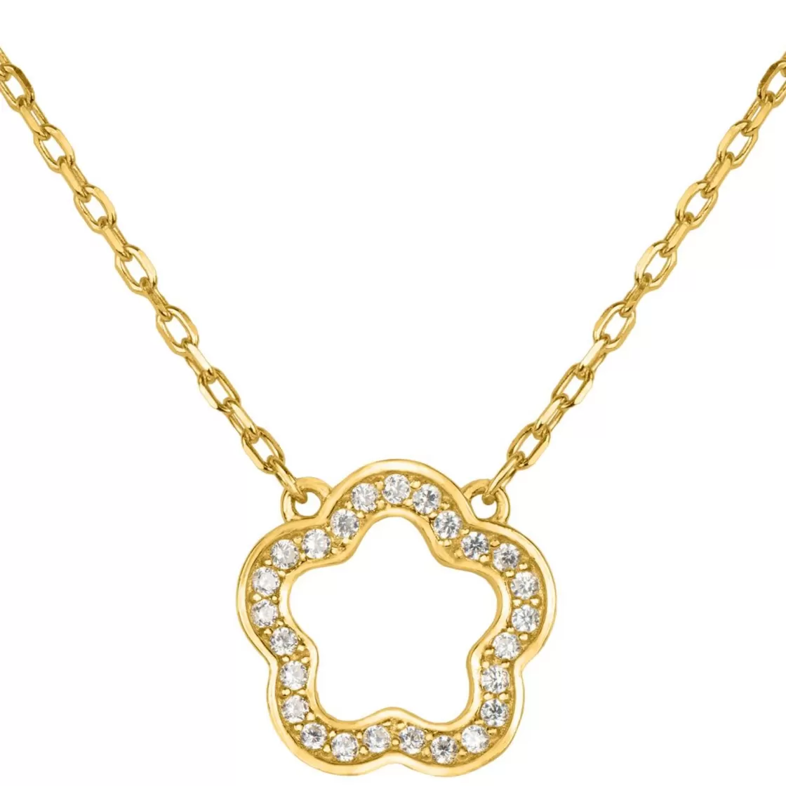 Jacques Lemans Necklace "Flower" Sterlingsilver Goldplated With Topazes