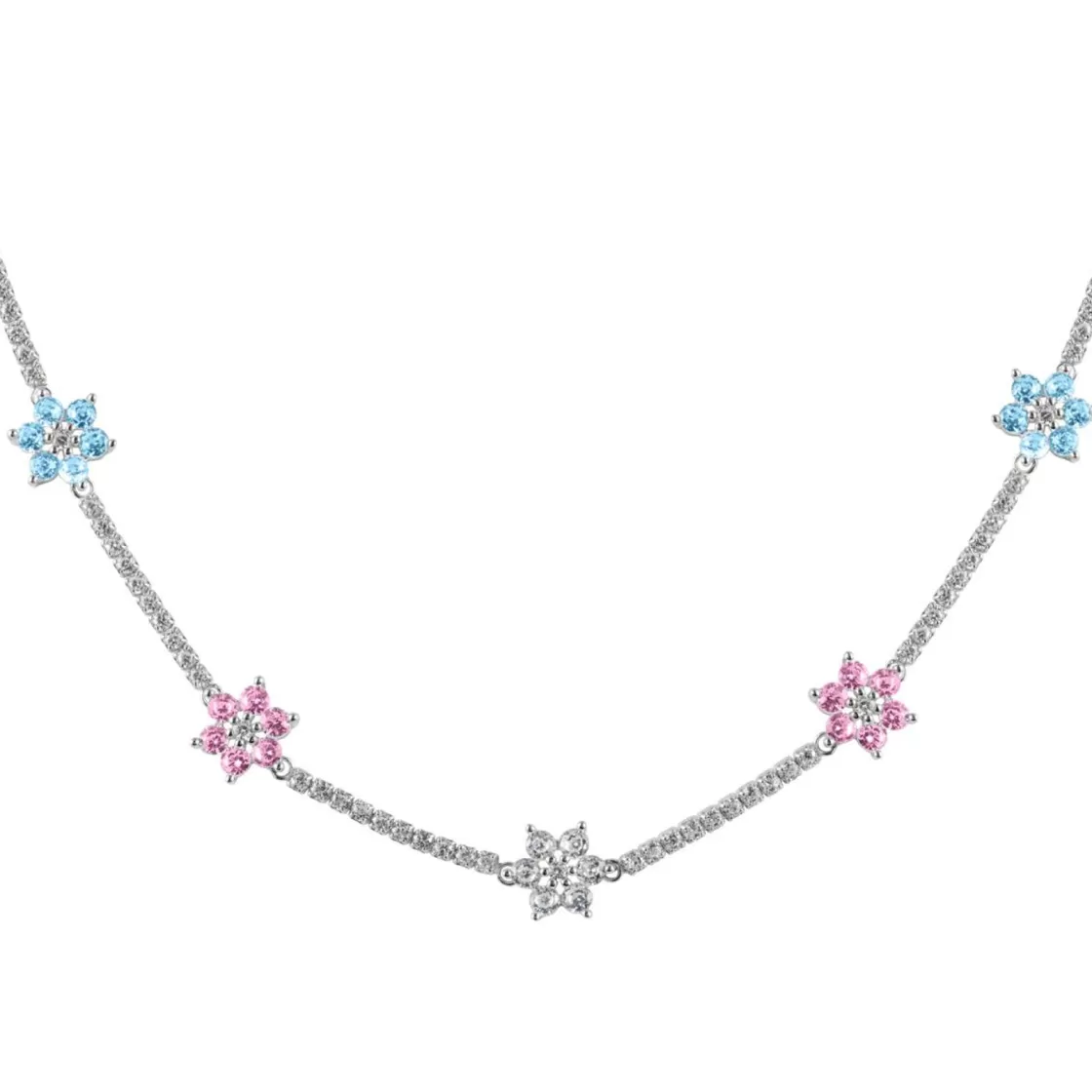 Jacques Lemans Necklace "Flowers" Sterlingsilver With Topazes