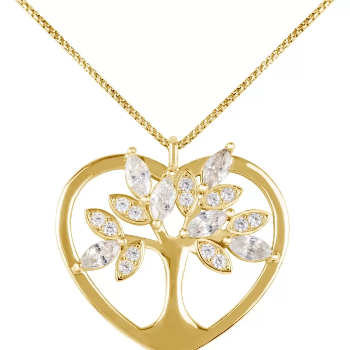 Jacques Lemans Necklace "Heart/Lifetree" Sterlingsilver Goldplated With Top