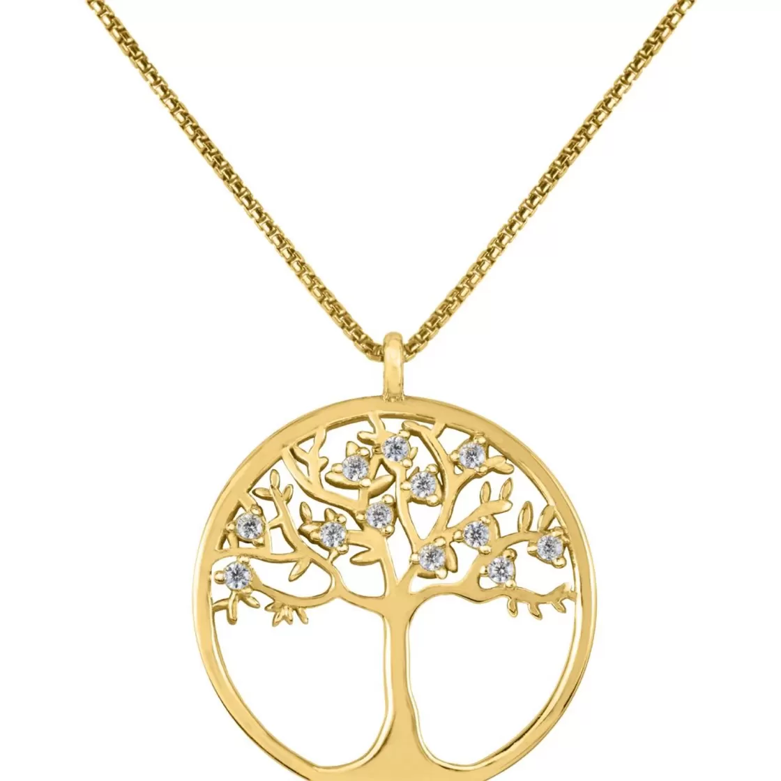 Jacques Lemans Necklace "Life Tree" Sterlingsilver Goldplated With Topazes