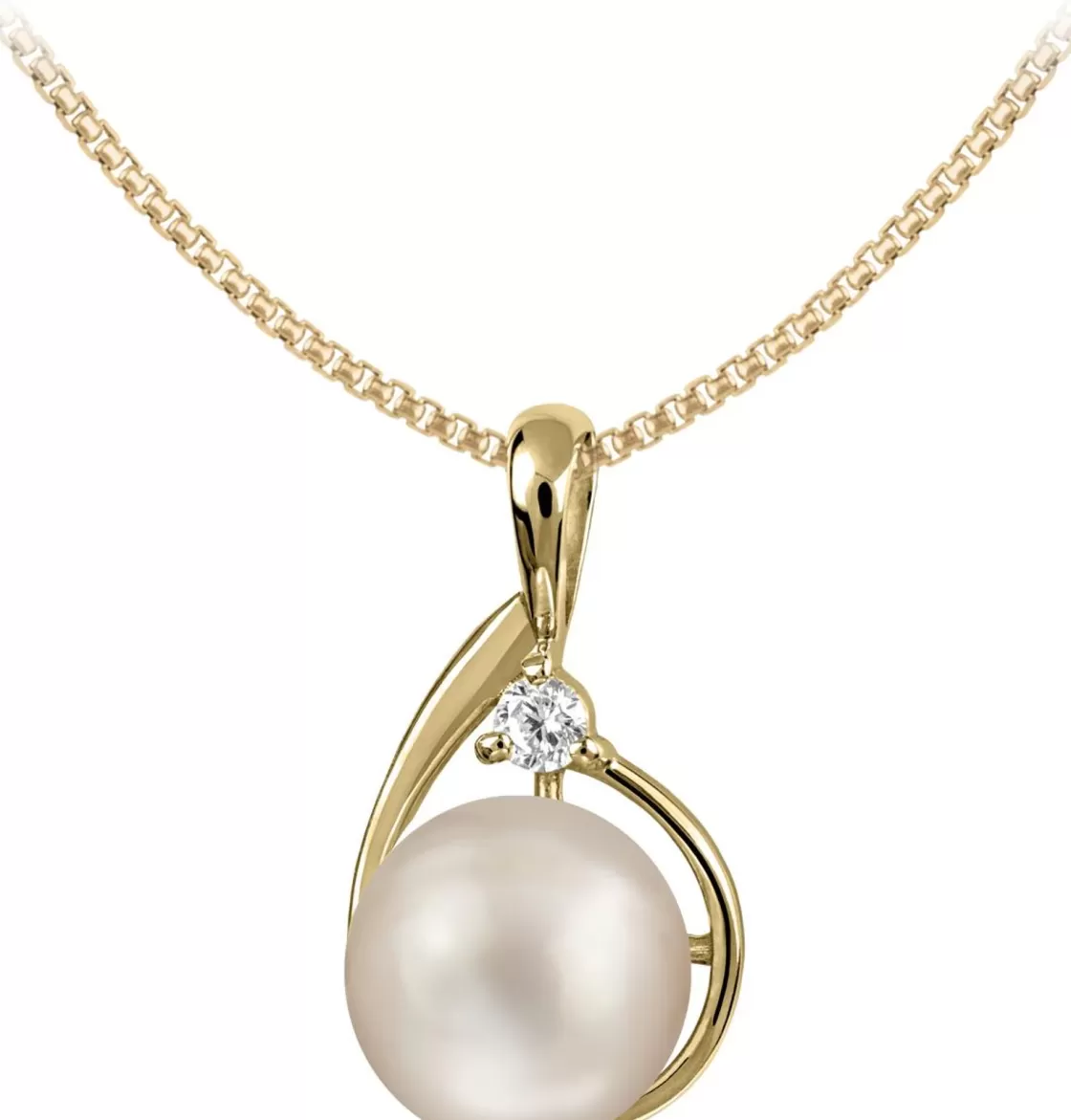 Jacques Lemans Necklace Sterling Silver Gold-Plated With Pearl