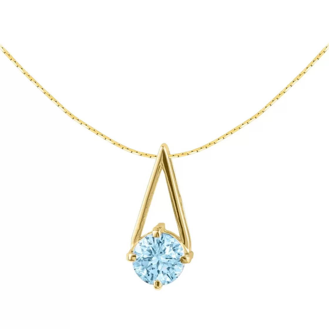 Jacques Lemans Necklace Sterling Silver Gold-Plated With Sky Blue Topaz