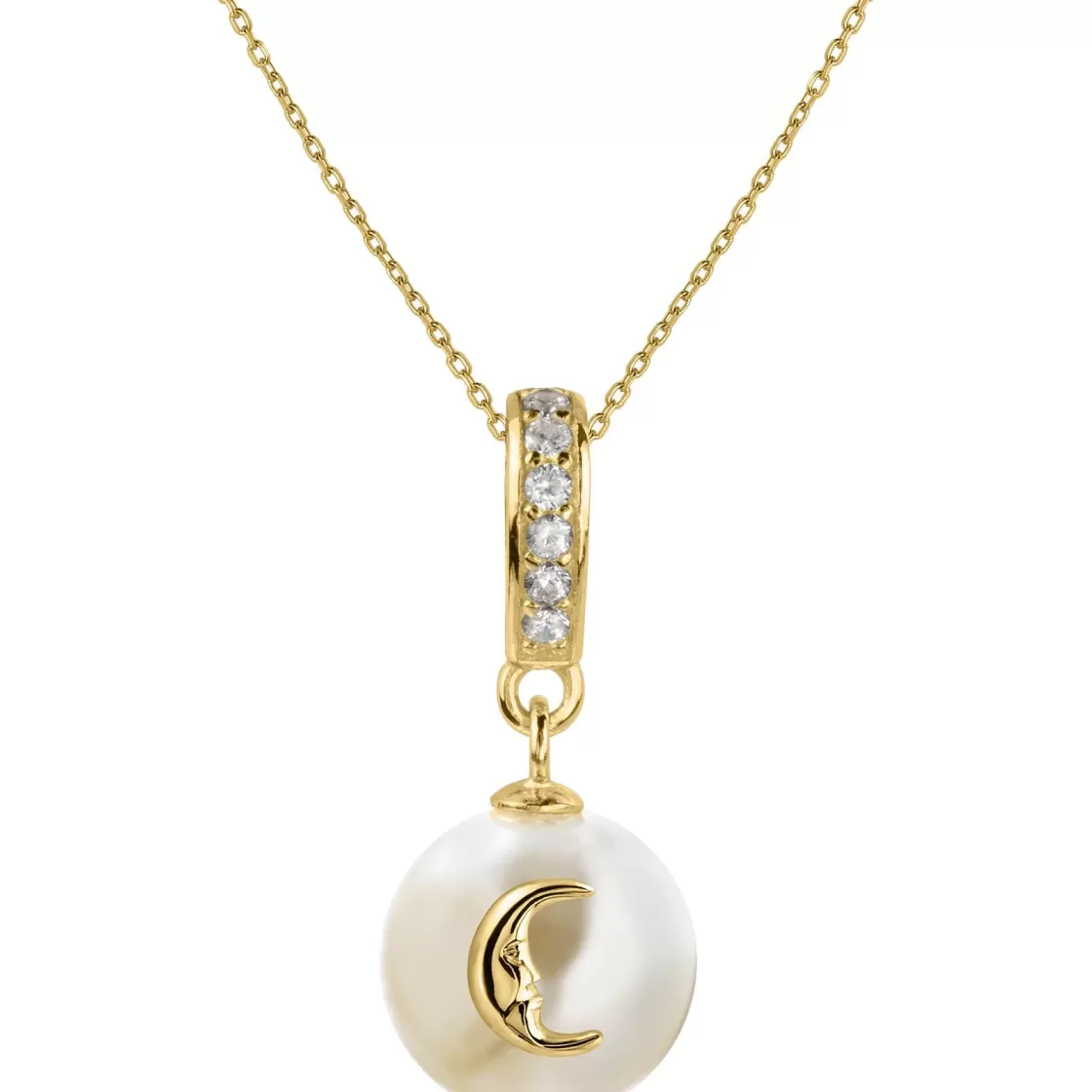 Jacques Lemans Necklace Sterling Silver Gold-Plated With Topaz & Pearl