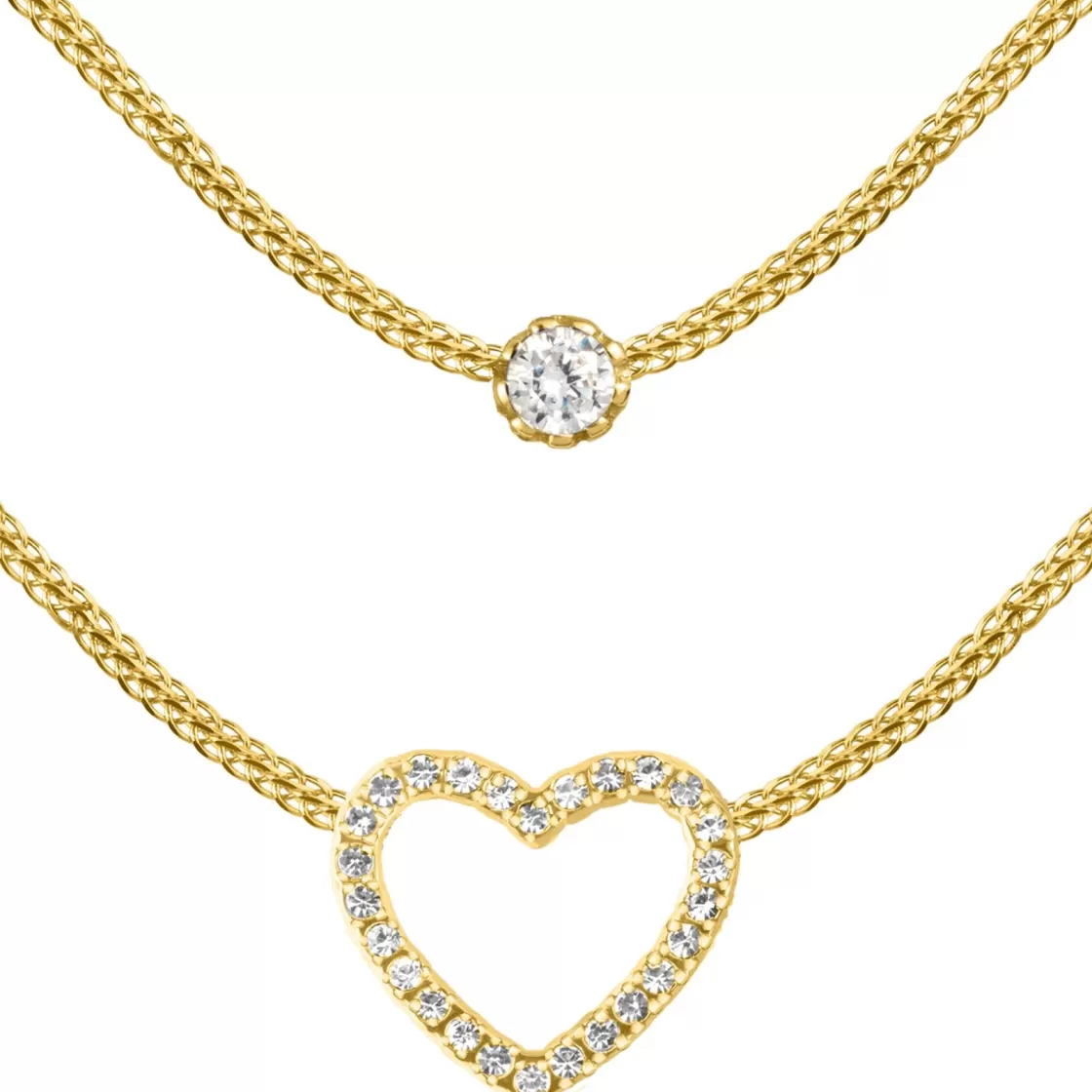 Jacques Lemans Necklace Sterling Silver Gold-Plated With White Topaz