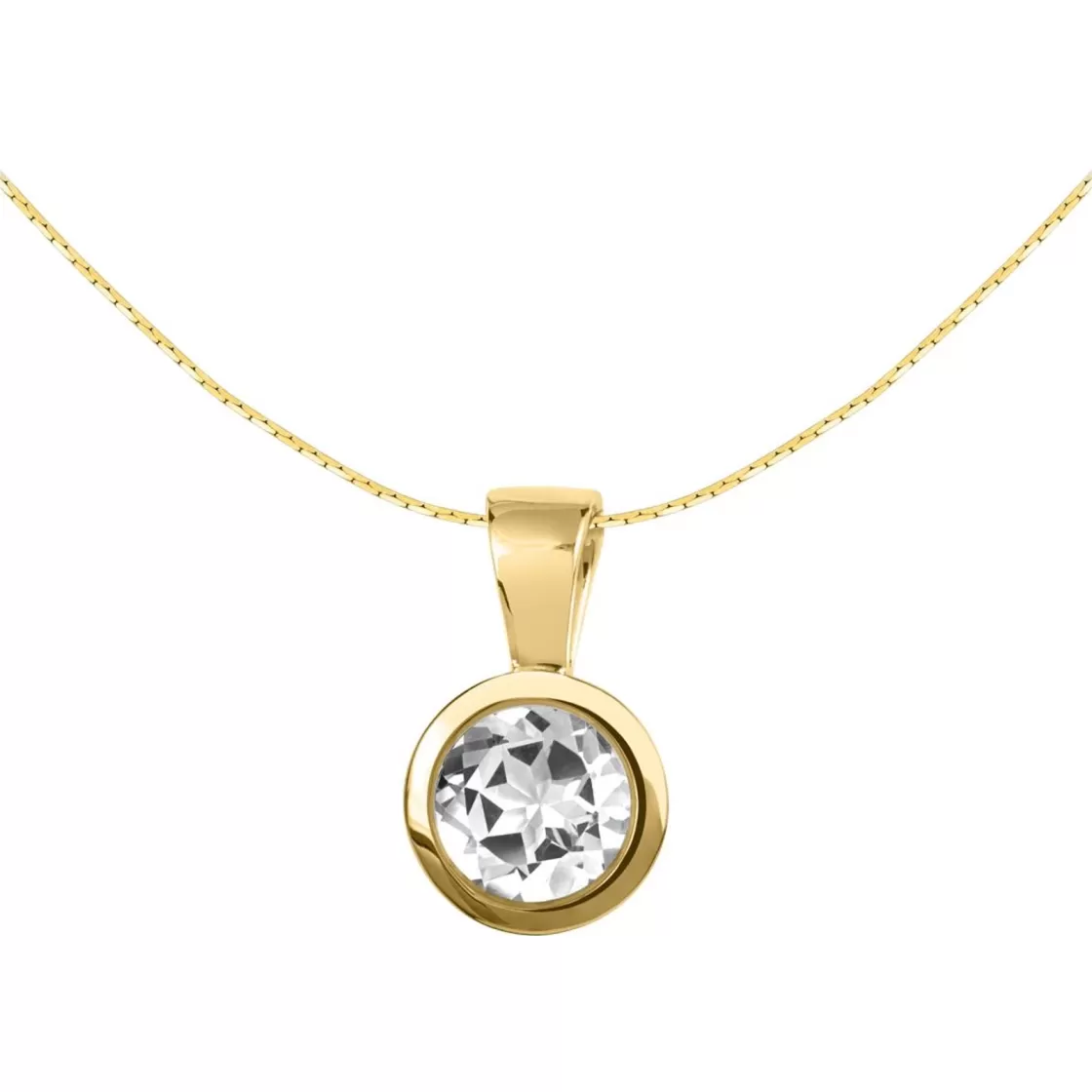 Jacques Lemans Necklace Sterling Silver Gold-Plated With White Topaz