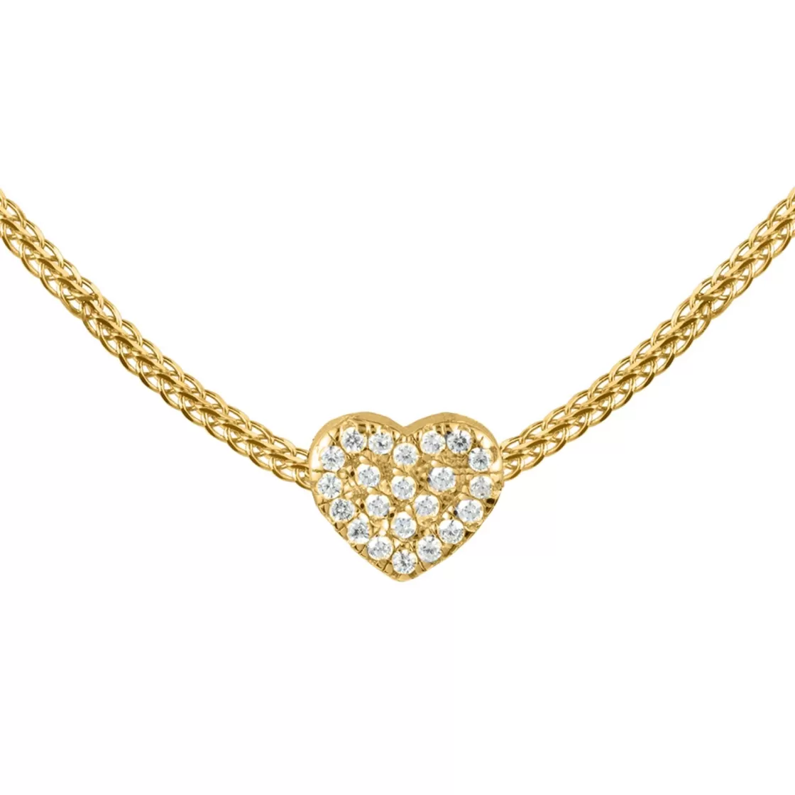 Jacques Lemans Necklace Sterling Silver Gold-Plated With White Topaz