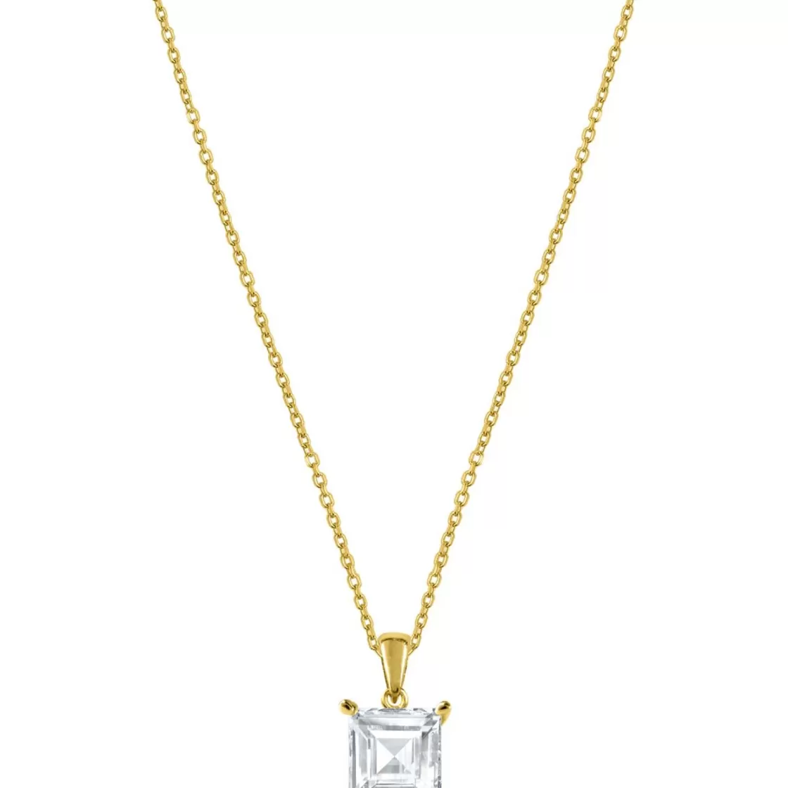 Jacques Lemans Necklace Sterling Silver Goldplatet With Whitetopaz