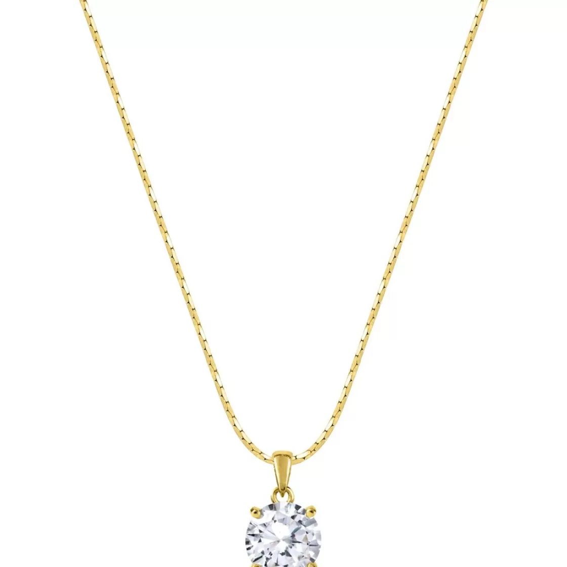 Jacques Lemans Necklace Sterling Silver Goldplatet With Whitetopaz