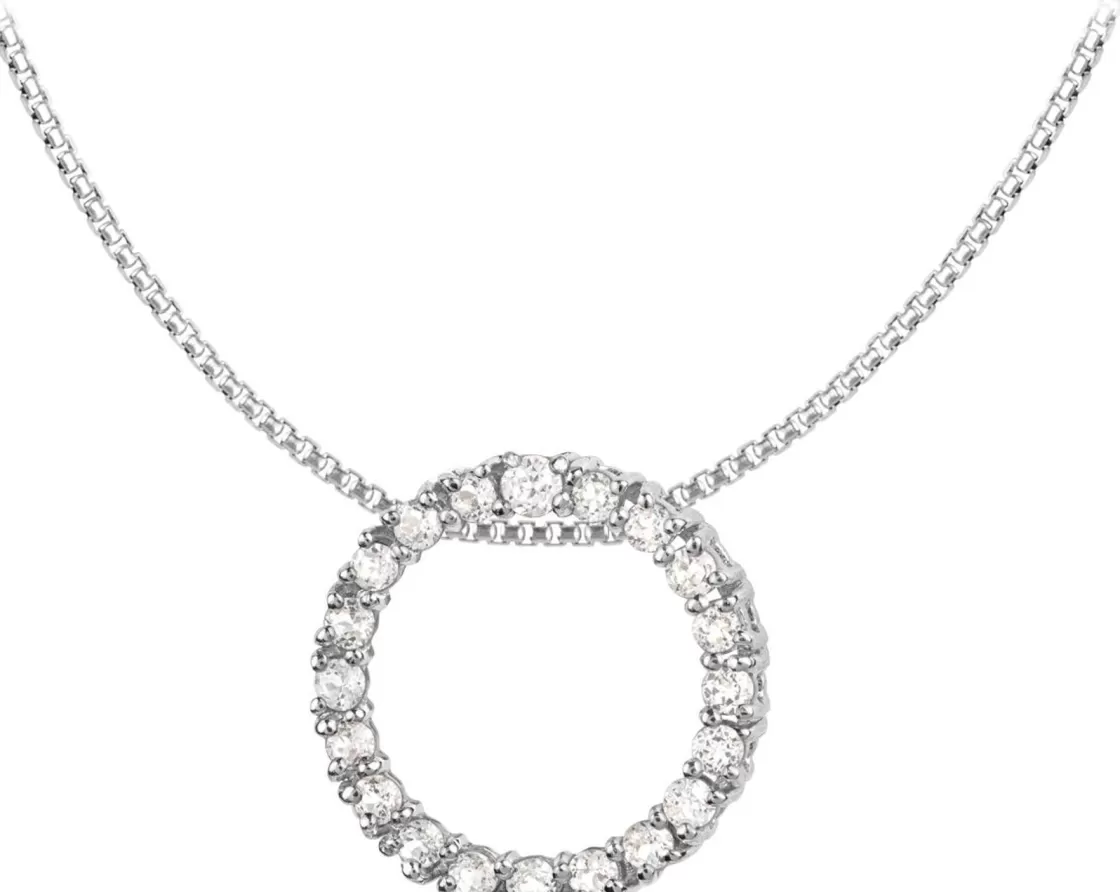 Jacques Lemans Necklace Sterling Silver With White Topaz