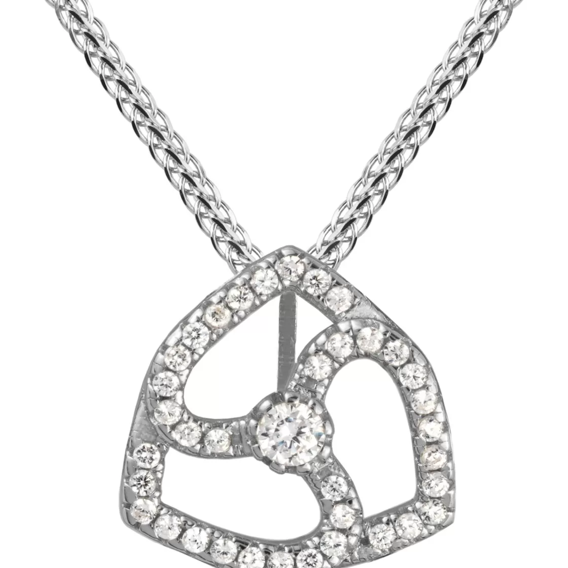 Jacques Lemans Necklace Sterling Silver With White Topaz Gemstones