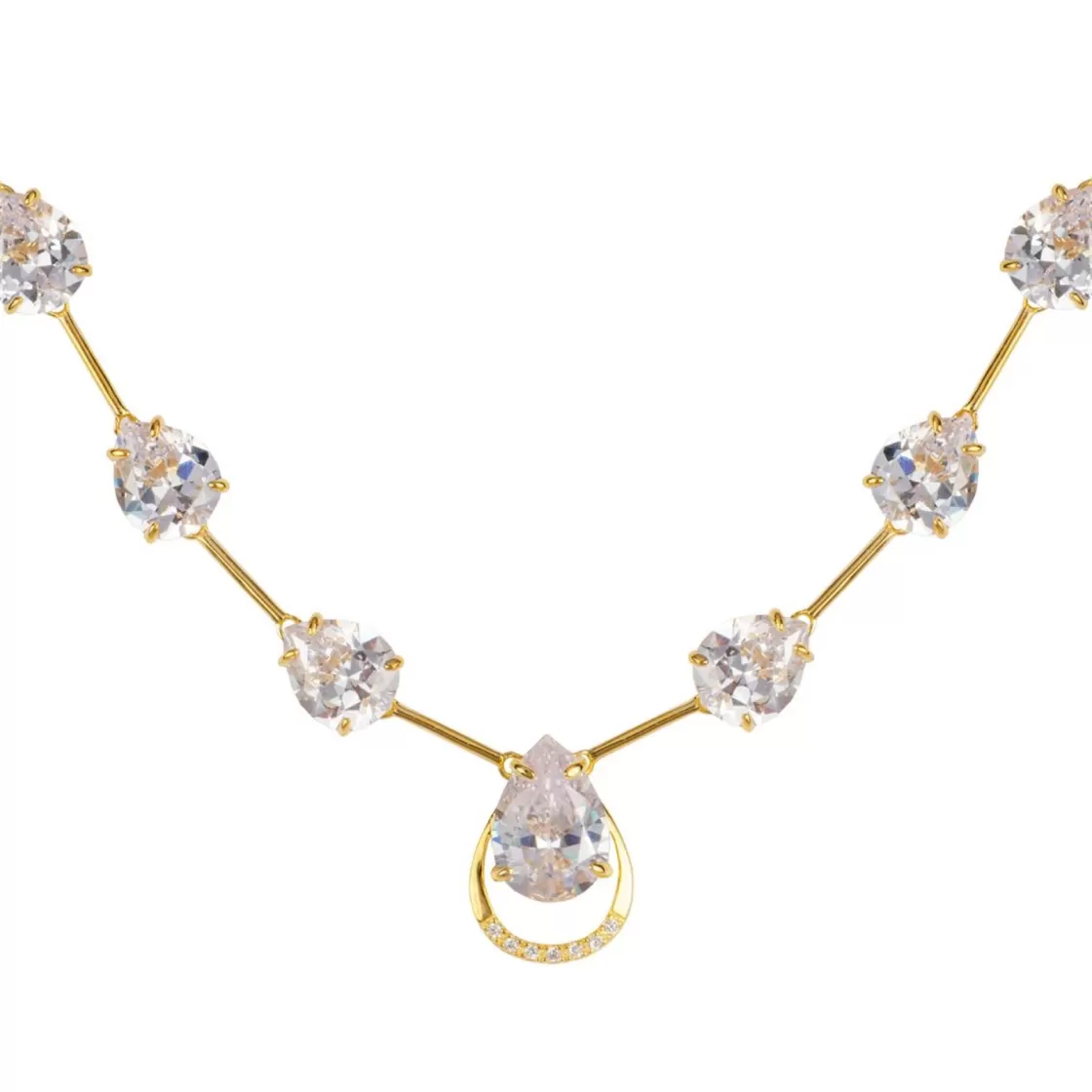 Jacques Lemans Necklace Sterlingsilver Goldplatet With Topaz