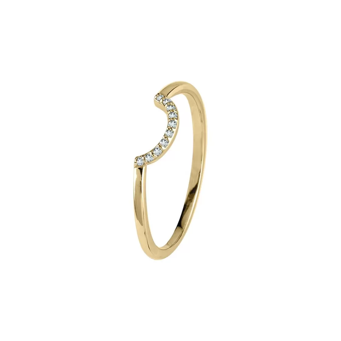 Jacques Lemans Ring Sterling Silver Gold-Plated With White Topaz