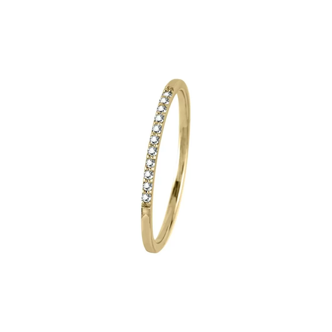 Jacques Lemans Ring Sterling Silver Gold-Plated With White Topaz